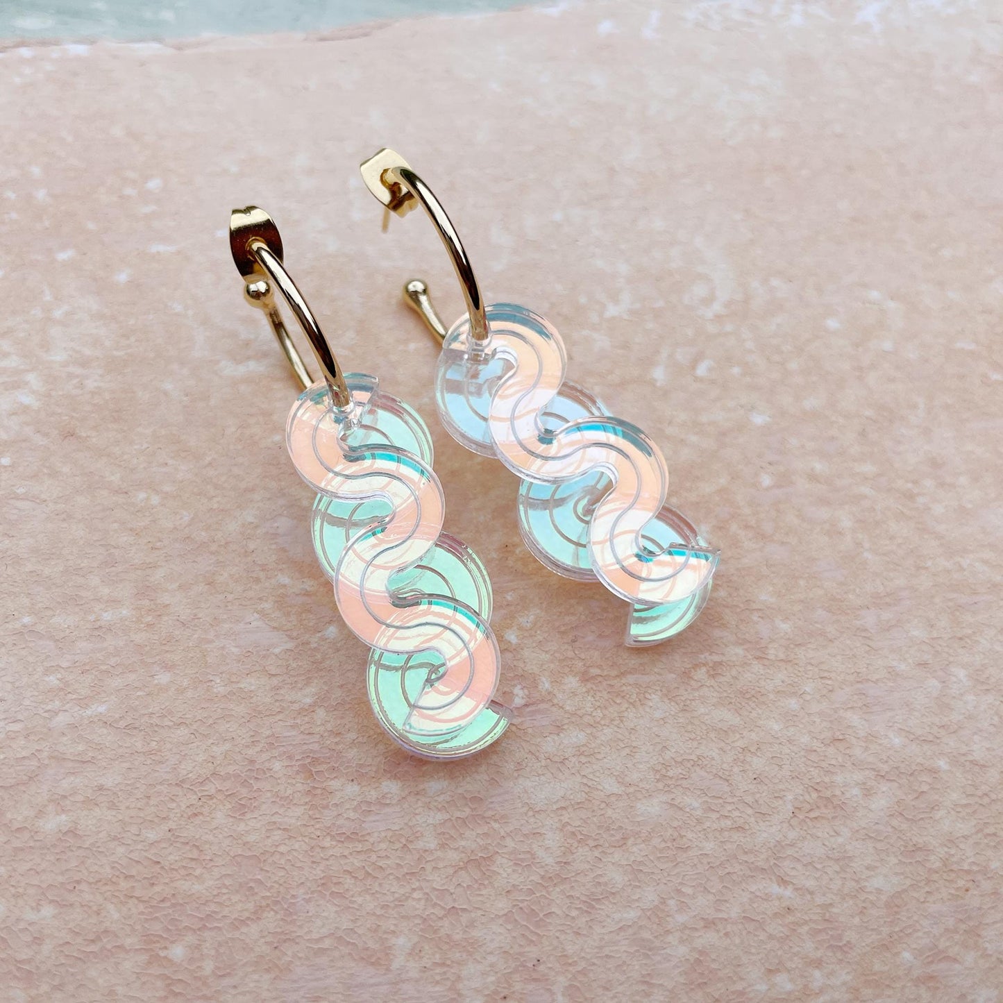 Wiggle Layer Hoop Earrings in Iridescent Mix