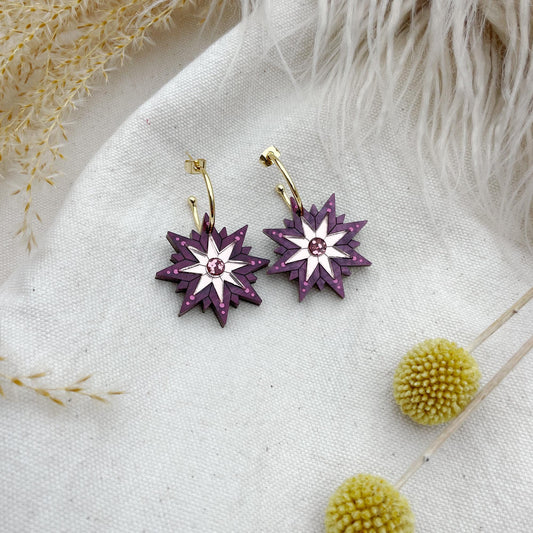 Seren Star Hoop Earrings in Wine