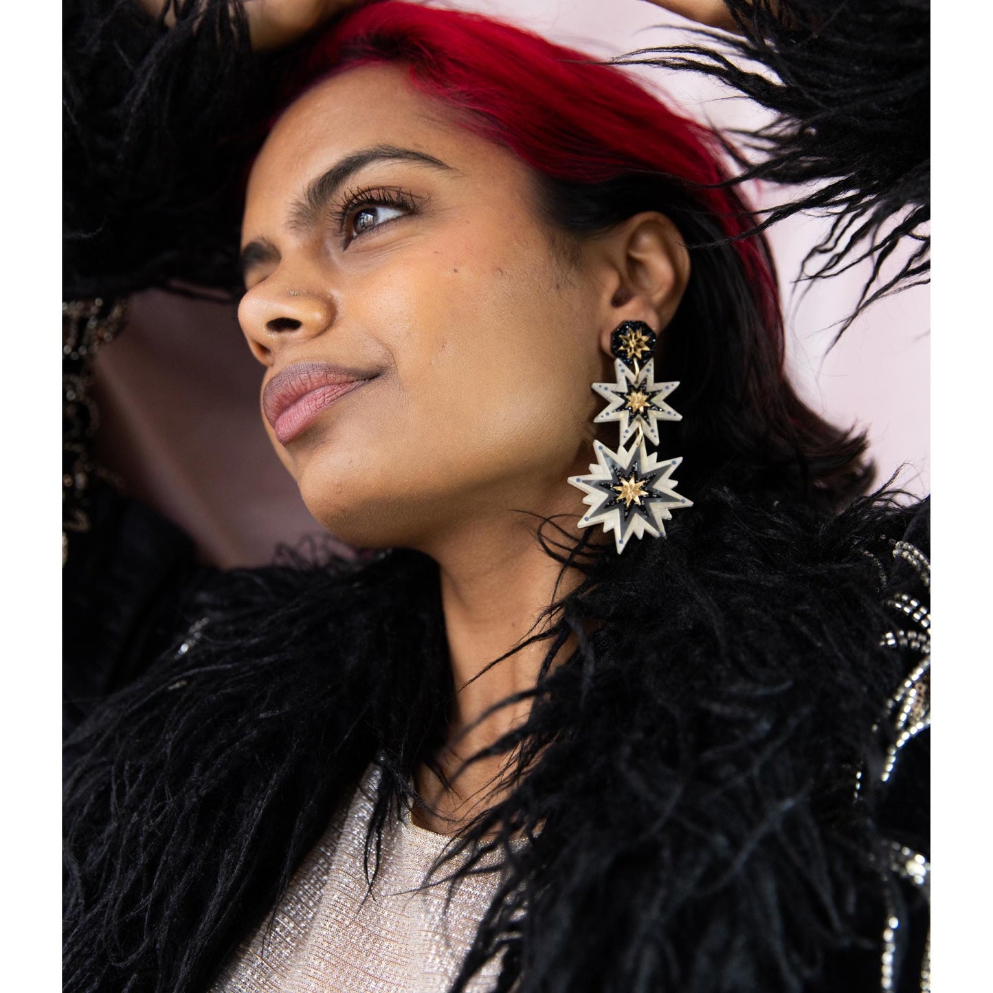 Seren Celestial Triple Statement Earrings in Moonlight Sparkle
