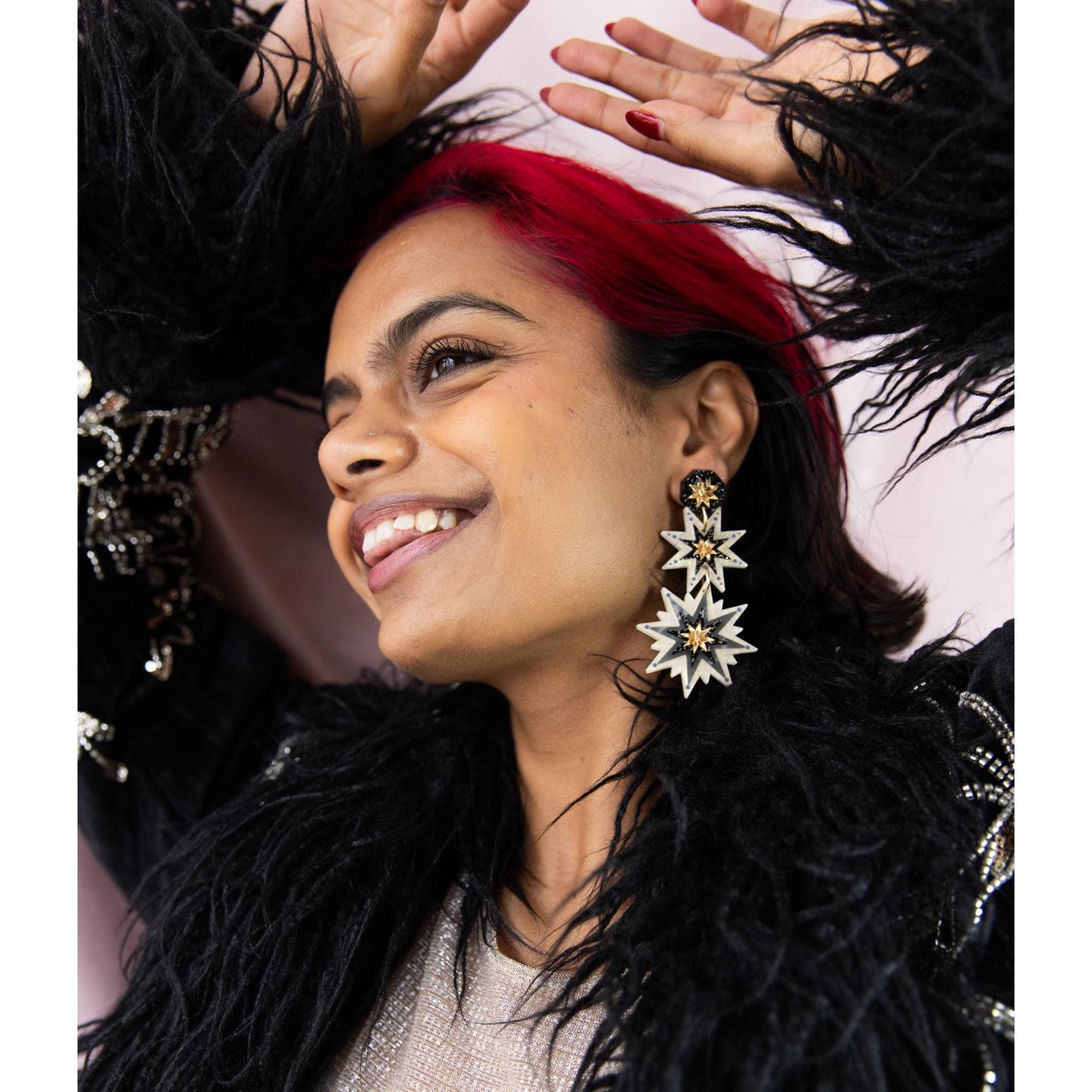 Seren Celestial Triple Statement Earrings in Moonlight Sparkle