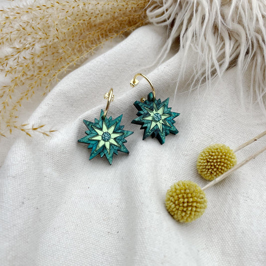 Seren Star Hoop Earrings in Emerald