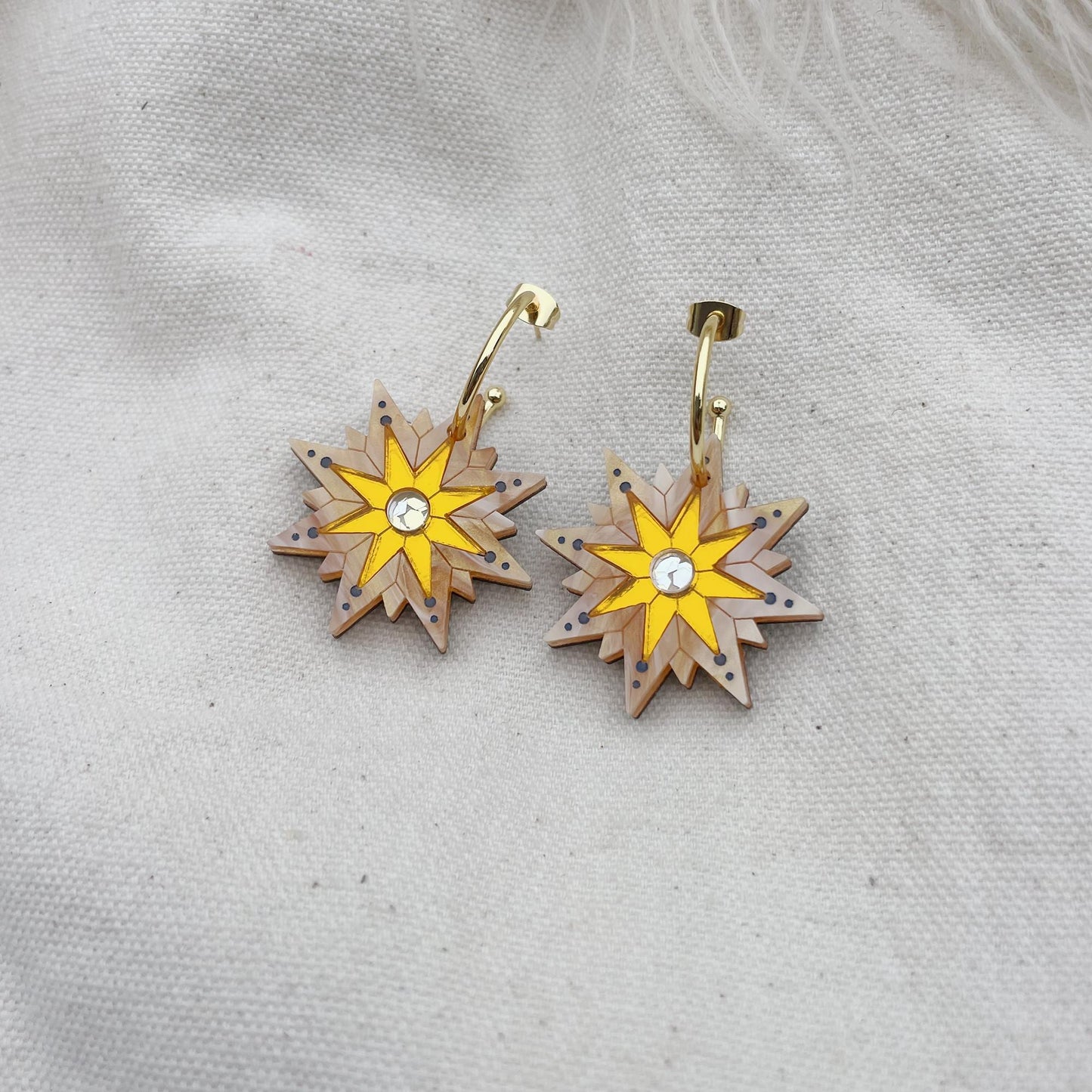 Seren Star Hoop Earrings in Butterscotch