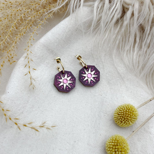 Seren Geo Star Hoop Earrings in Wine