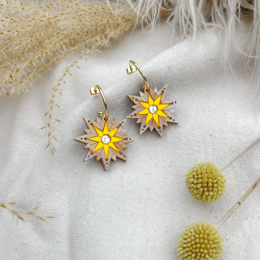 Seren Star Hoop Earrings in Butterscotch
