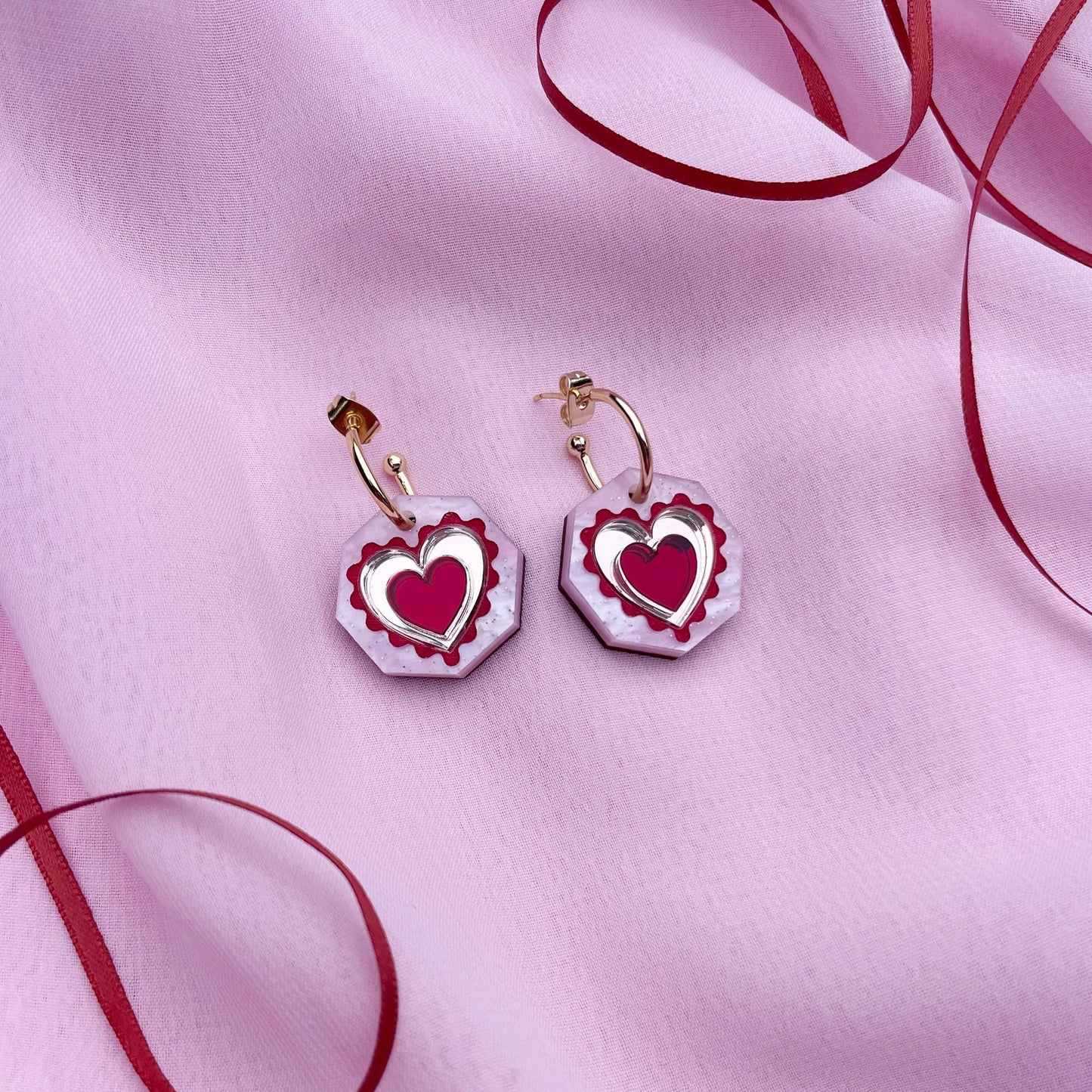 Seren Geo Heart Hoop Earrings