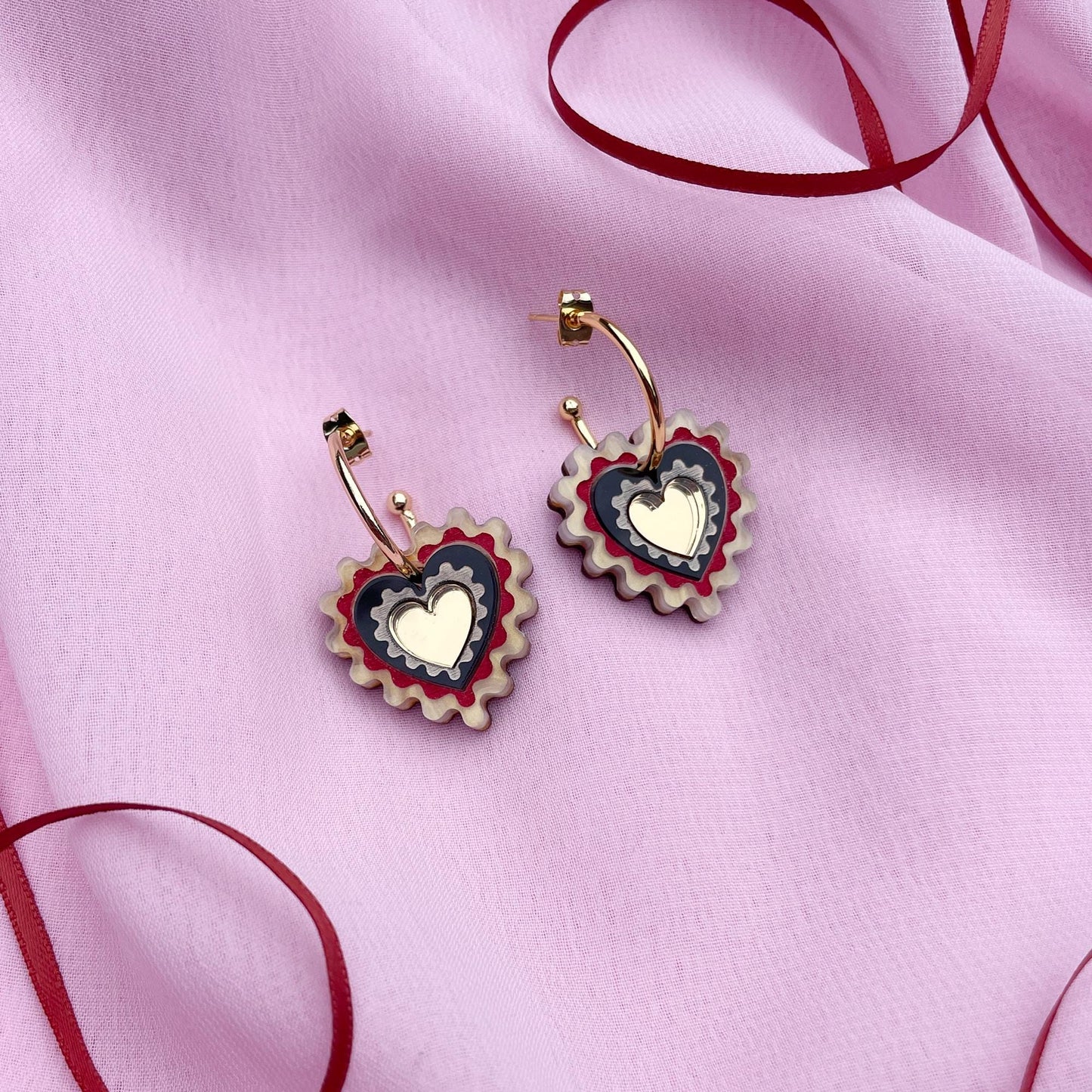 Wiggle Heart Hoop Earrings