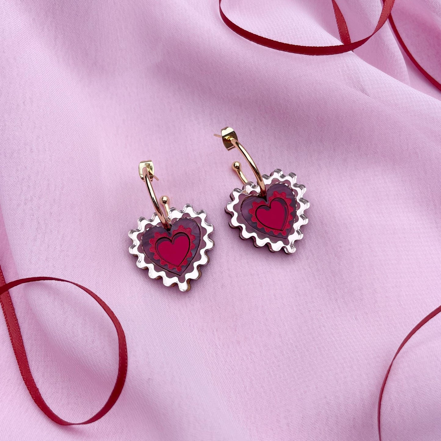 Wiggle Heart Hoop Earrings