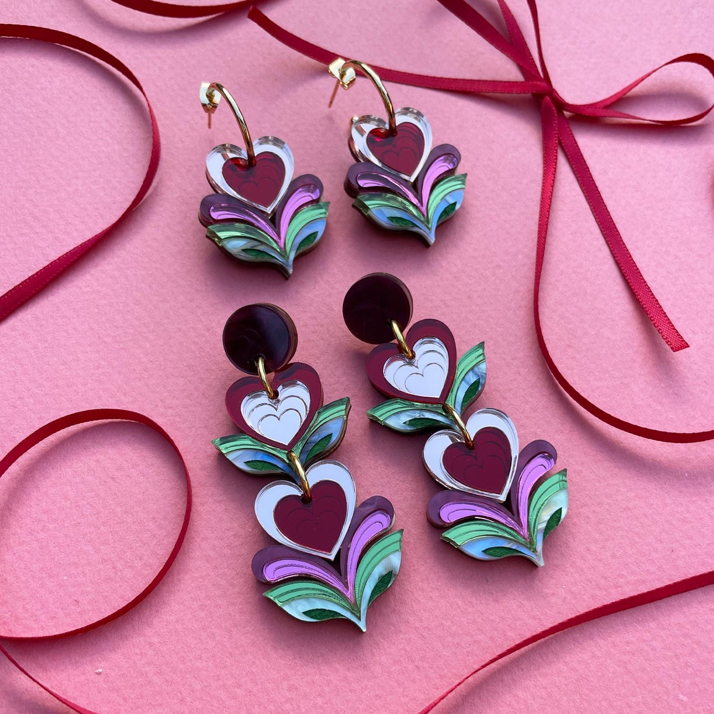 Leafy Heart Statement Earrings