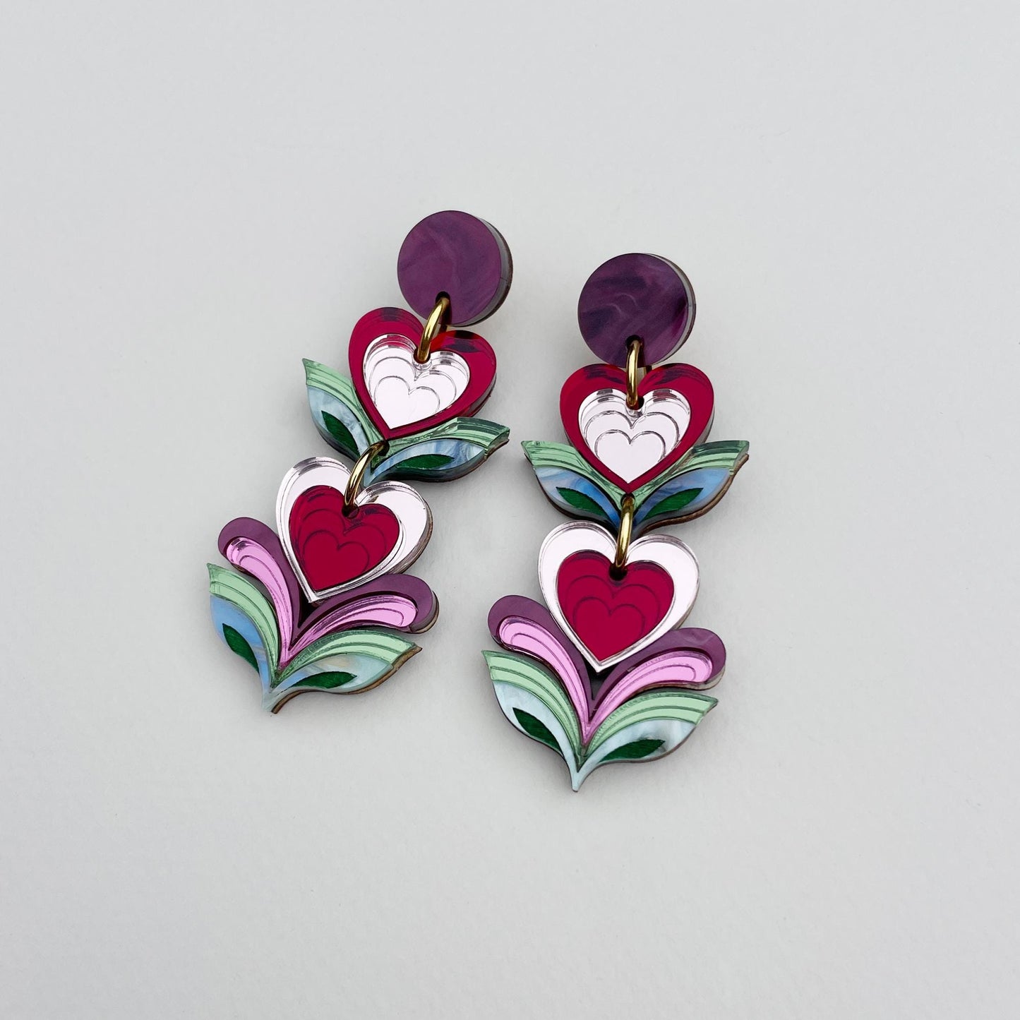 Leafy Heart Statement Earrings