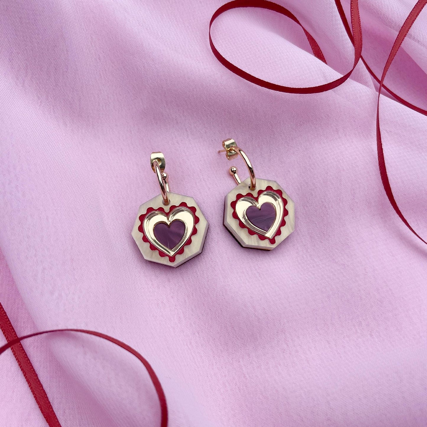 Seren Geo Heart Hoop Earrings