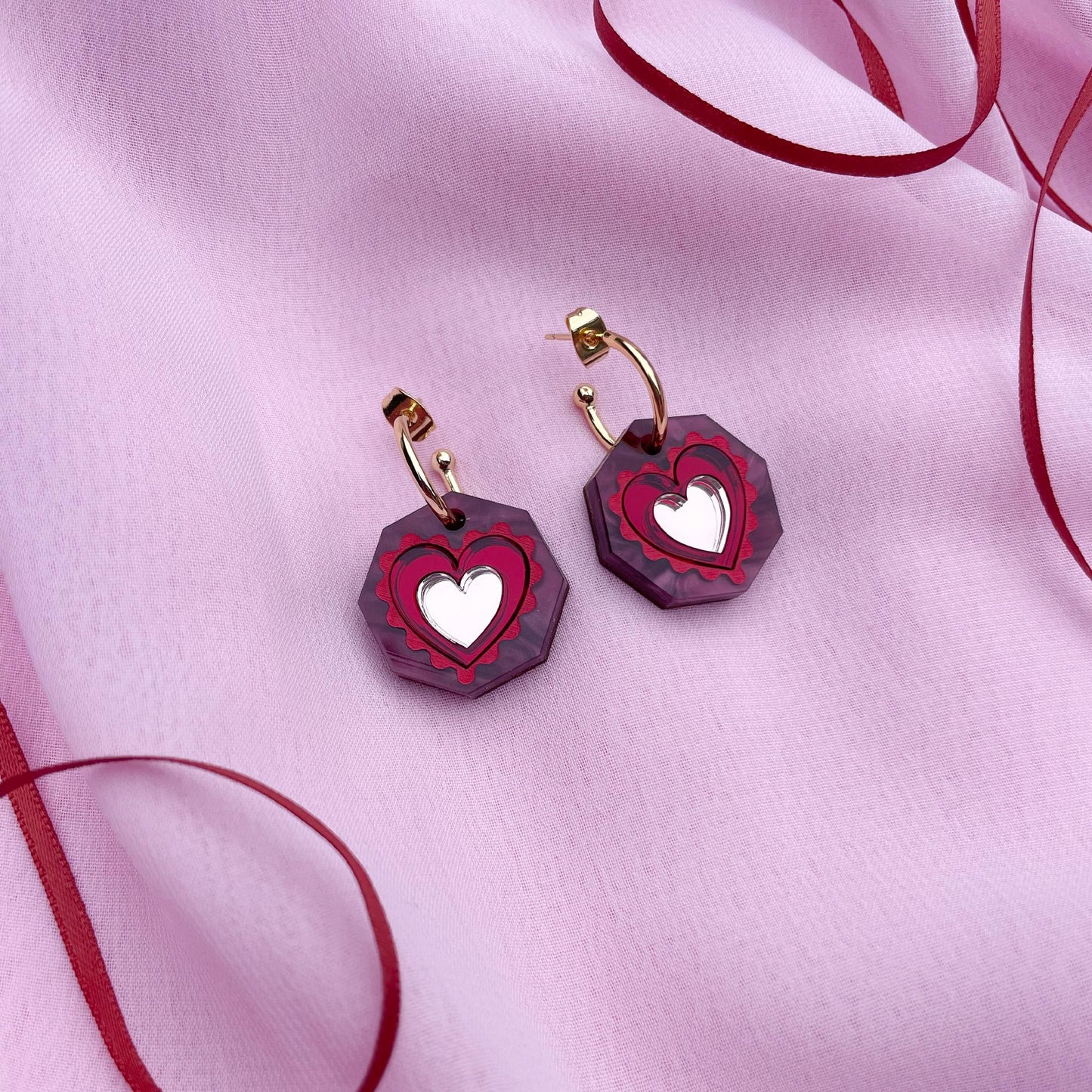 Seren Geo Heart Hoop Earrings