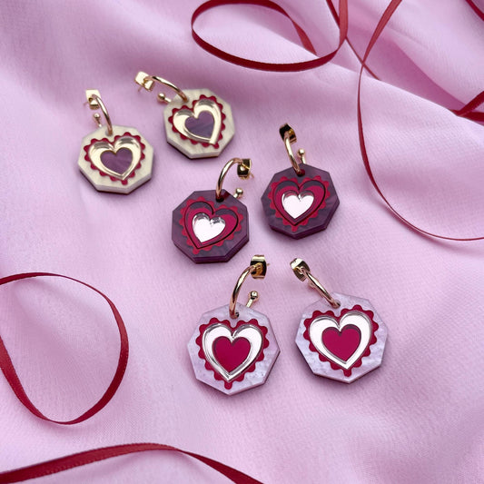 Seren Geo Heart Hoop Earrings