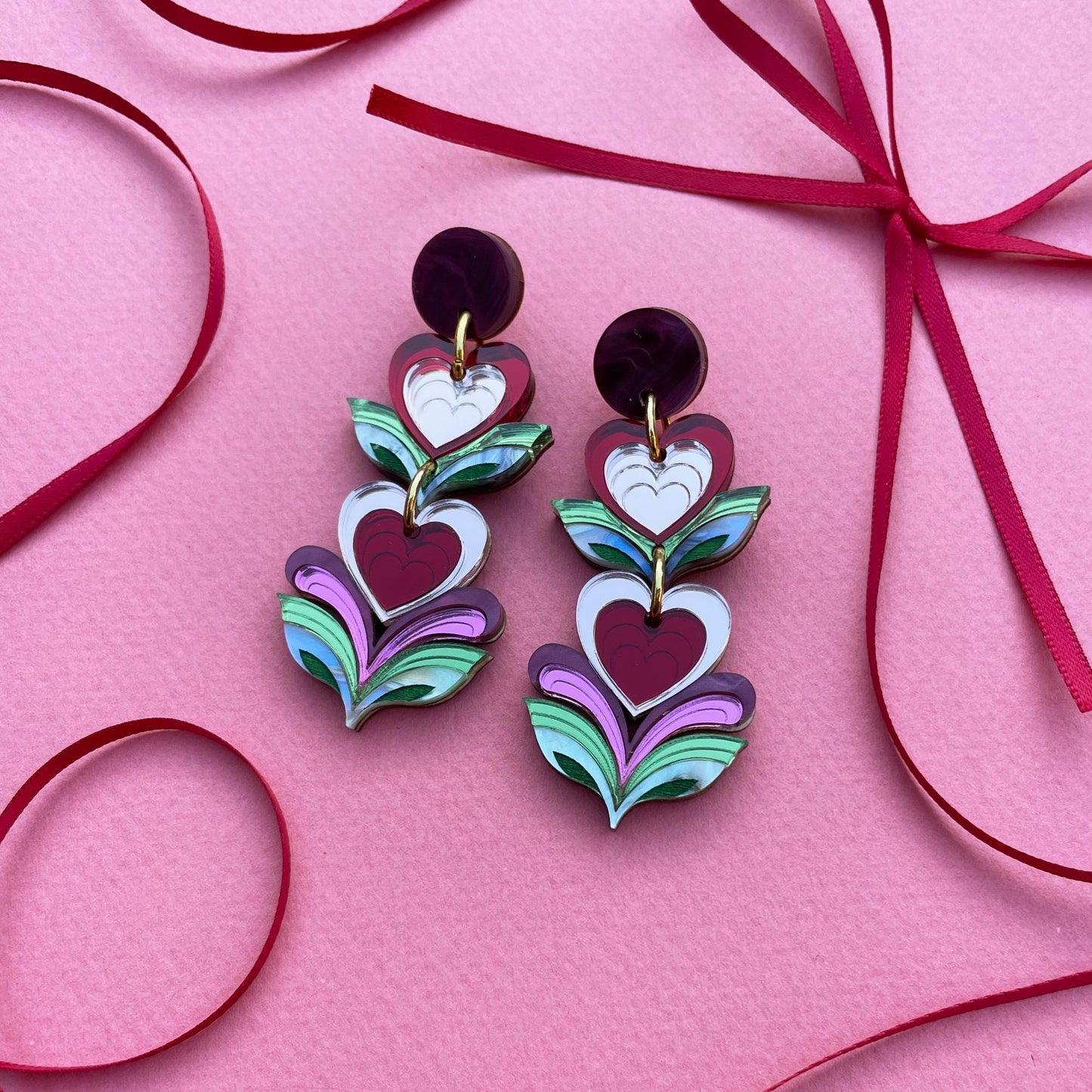 Leafy Heart Statement Earrings