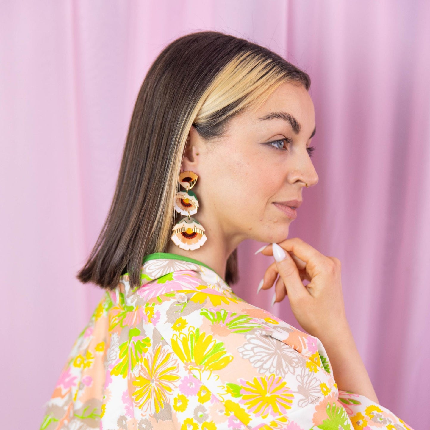 Isobel Floral Statement Earrings in Caramel