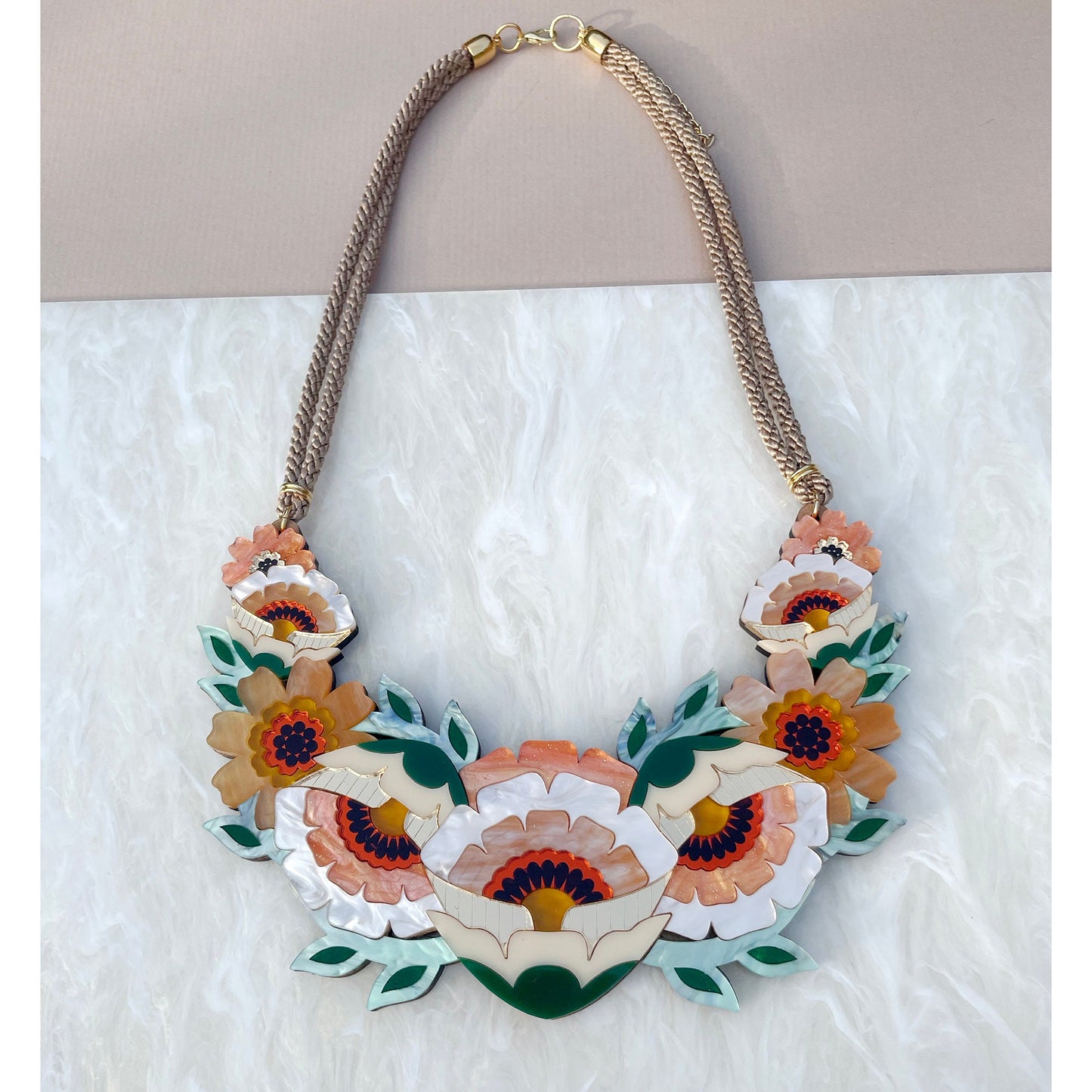 Isobel Floral Statement Necklace in Caramel