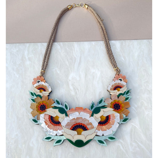 Isobel Floral Statement Necklace in Caramel