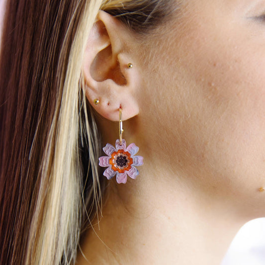 Agnes Daisy Floral Hoop Earrings