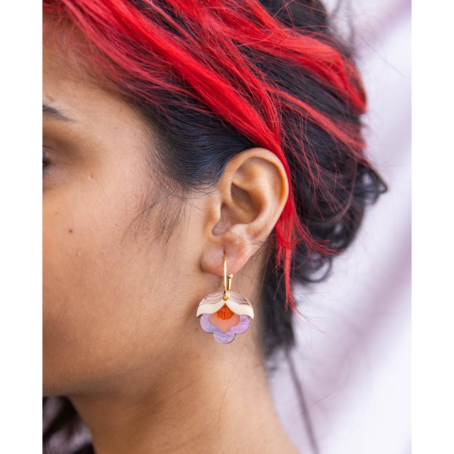 Anna Hoop Earrings in Pink Sky