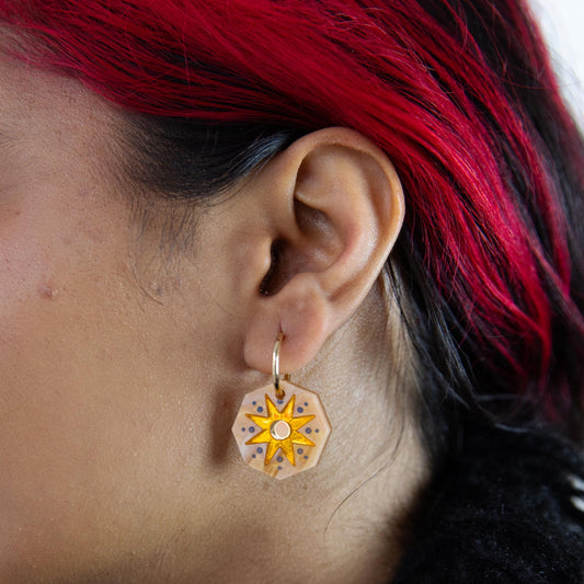 Seren Geo Star Hoop Earrings in Butterscotch
