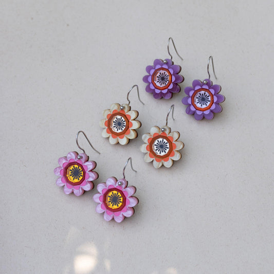 Margot Daisy Floral Hook Drop Earrings