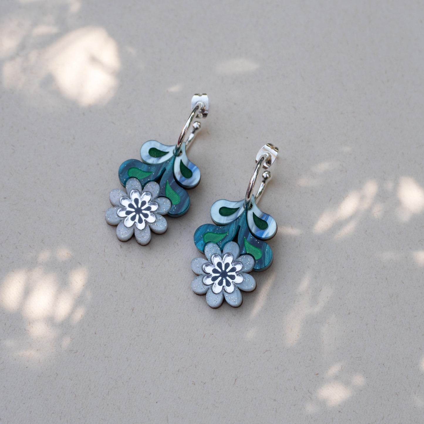 Leafy Floral Hoop Earrings