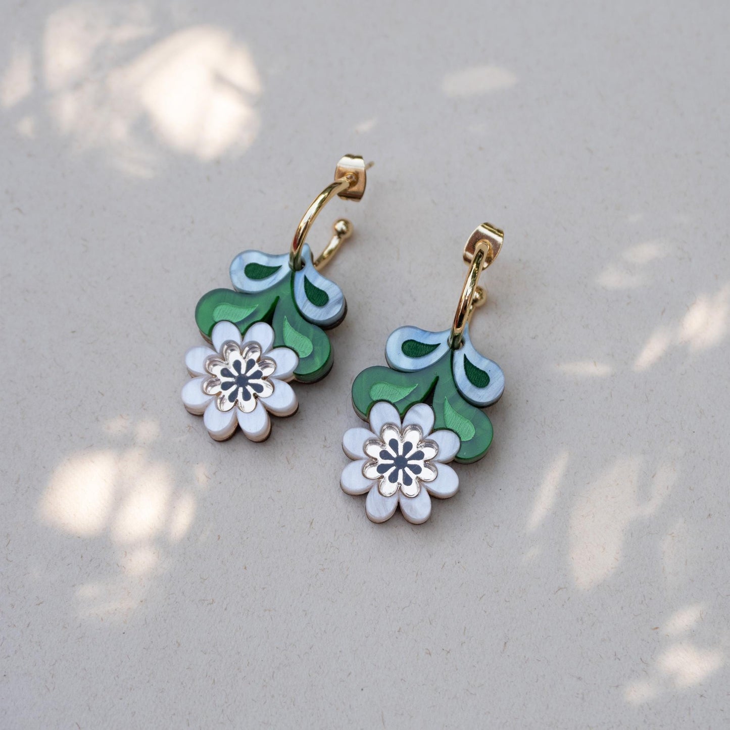 Leafy Floral Hoop Earrings