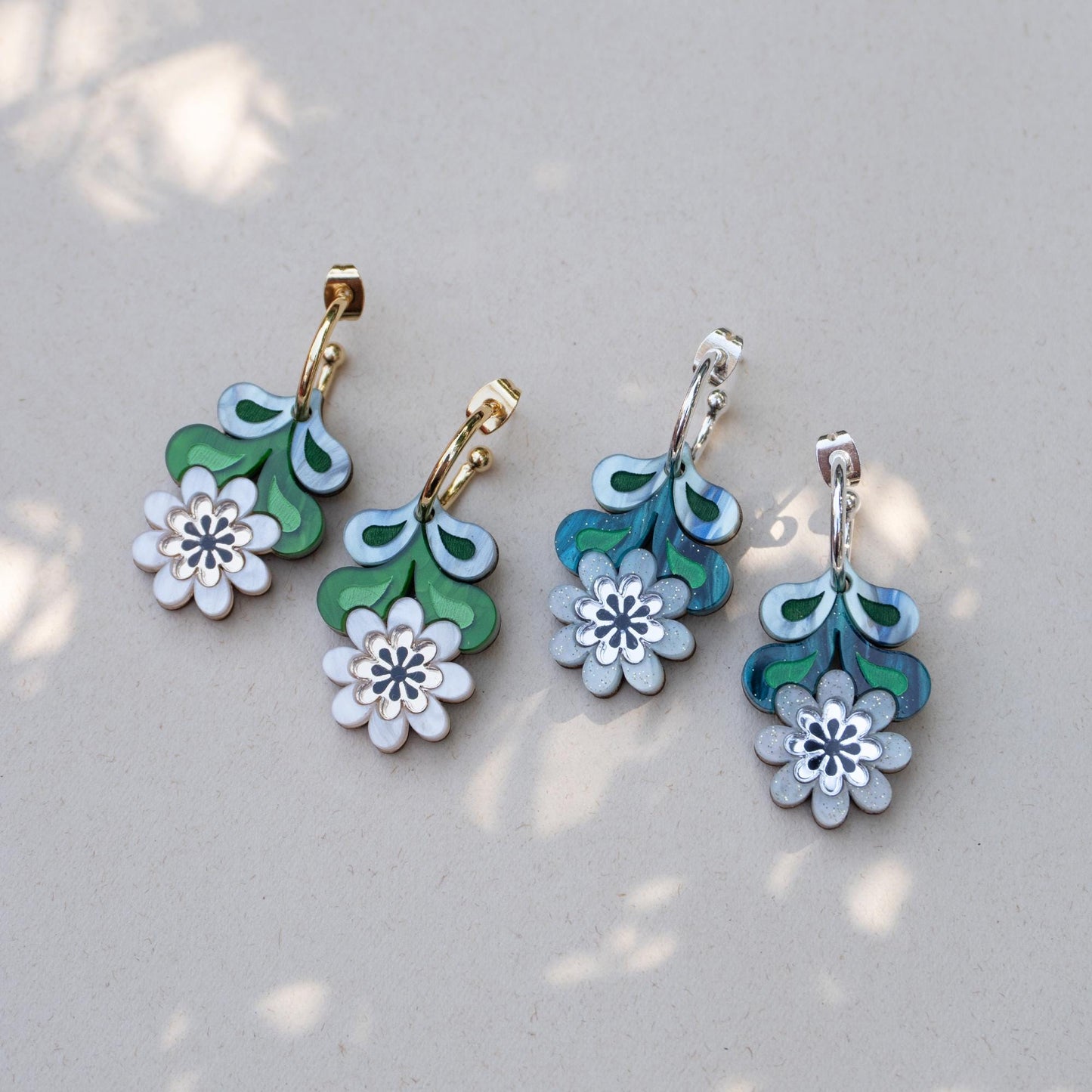 Leafy Floral Hoop Earrings