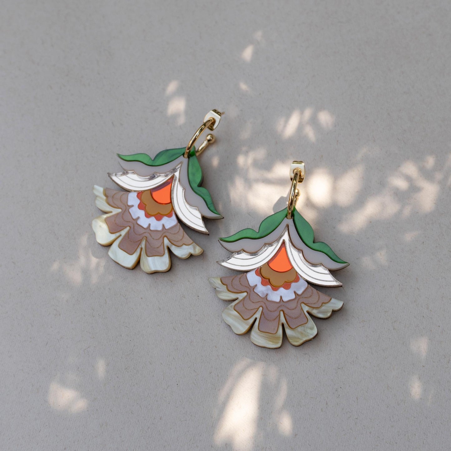 Maisie Floral Statement Hoop Earrings in Yellow