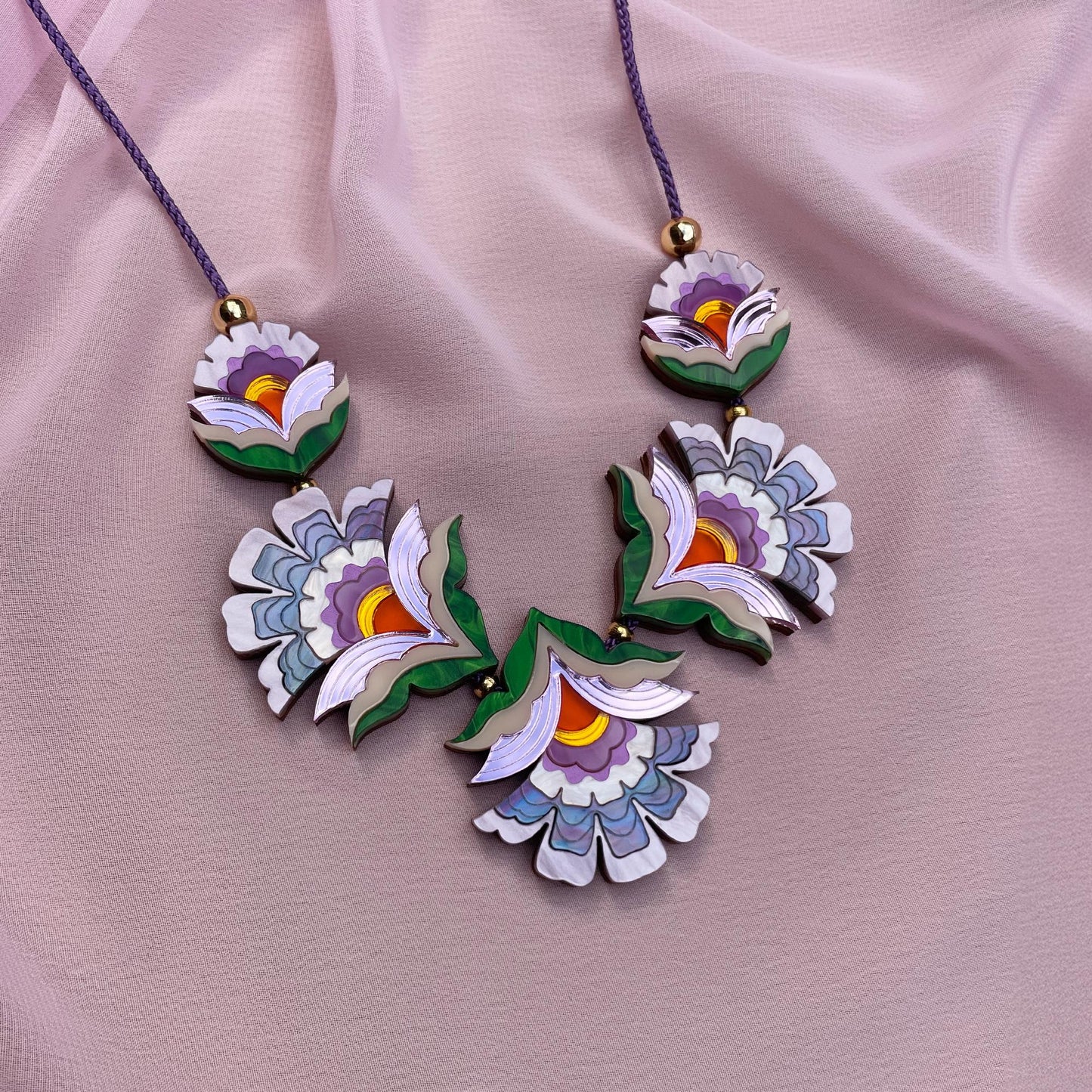 PREORDER: Maisie Floral Statement Necklace in Purple