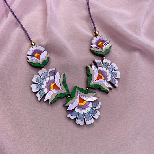 PREORDER: Maisie Floral Statement Necklace in Purple