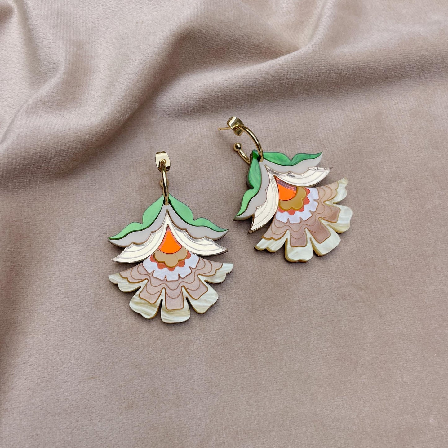 Maisie Floral Statement Hoop Earrings in Yellow