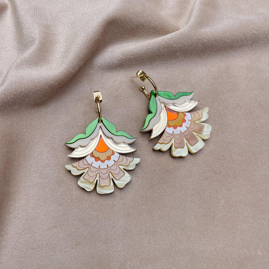 Maisie Floral Statement Hoop Earrings in Yellow