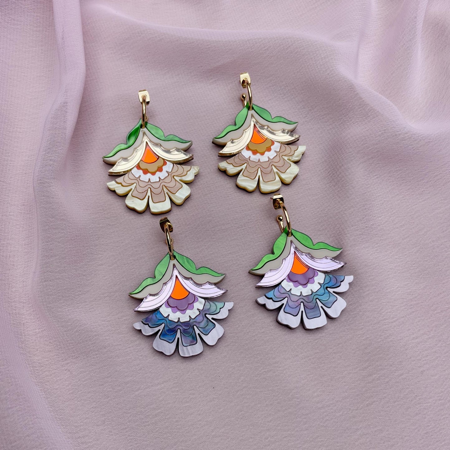 Maisie Floral Statement Hoop Earrings in Yellow