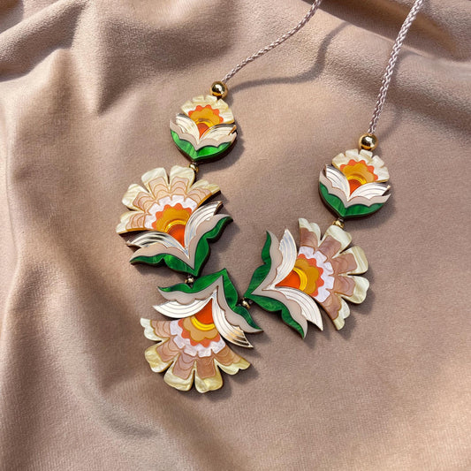 PREORDER: Maisie Floral Statement Necklace in Yellow