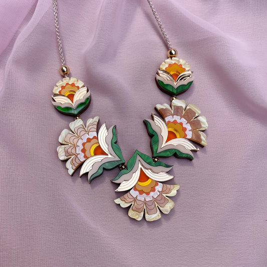 PREORDER: Maisie Floral Statement Necklace in Yellow