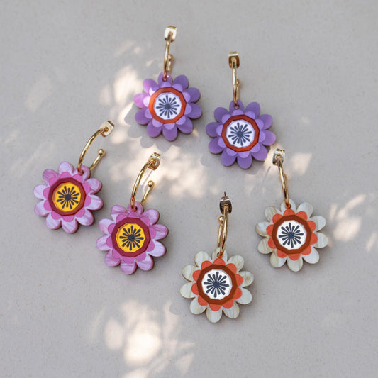 Margot Daisy Floral Hoop Earrings