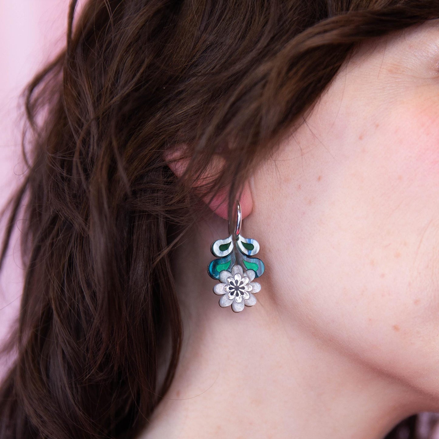 Leafy Floral Hoop Earrings