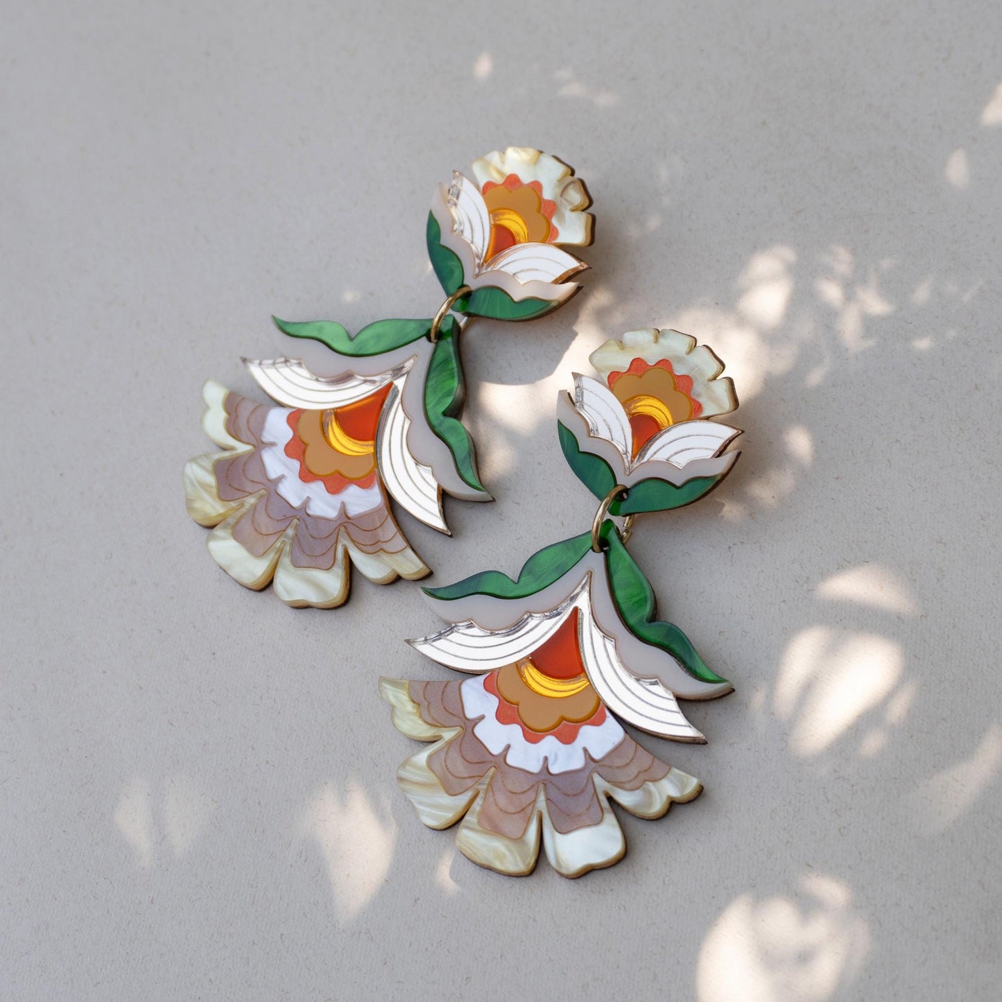Maisie Floral Statement Earrings in Yellow