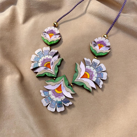 PREORDER: Maisie Floral Statement Necklace in Purple