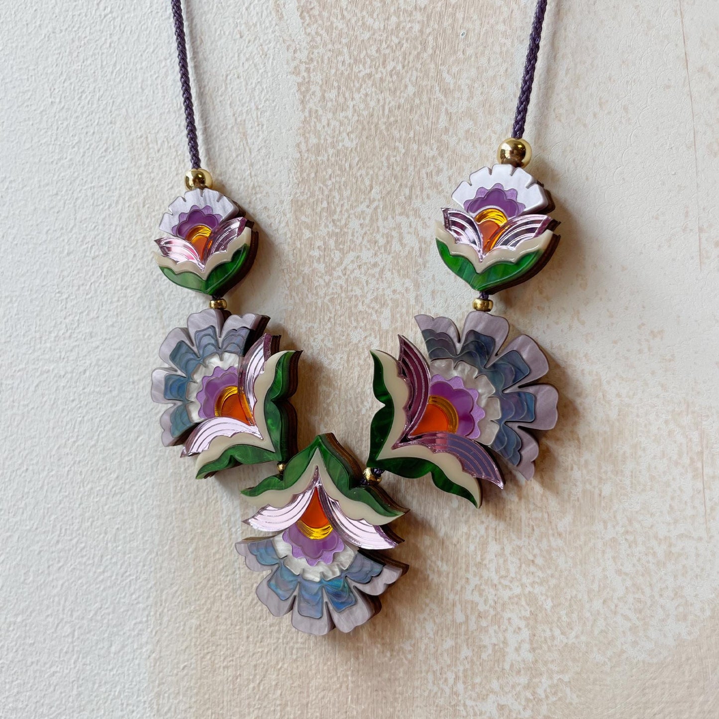 PREORDER: Maisie Floral Statement Necklace in Purple