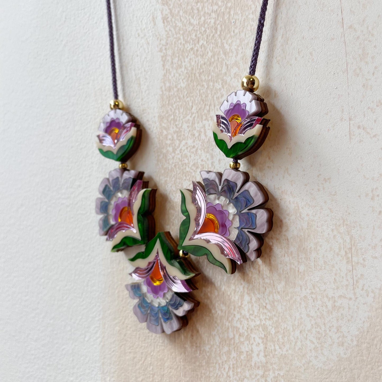 PREORDER: Maisie Floral Statement Necklace in Purple